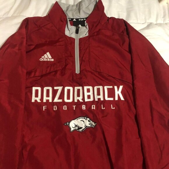adidas Other - Arkansas Razorbacks Men’s Adidas ClimaLite Zip Windbreaker Jacket Red M